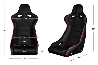 BRAUM Venom-X Fixed Back Bucket Seat [Black Diamond] White or Red Stitching