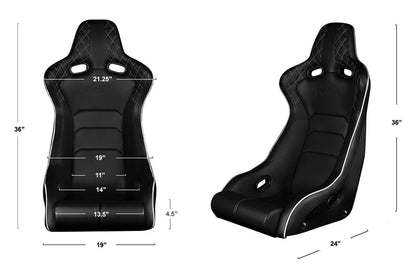 BRAUM Venom-X Fixed Back Bucket Seat [Black Diamond] White or Red Stitching