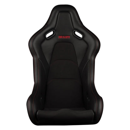 BRAUM Falcon-S Fixed Back Bucket Seat [Composite FRP] Black / White / Red