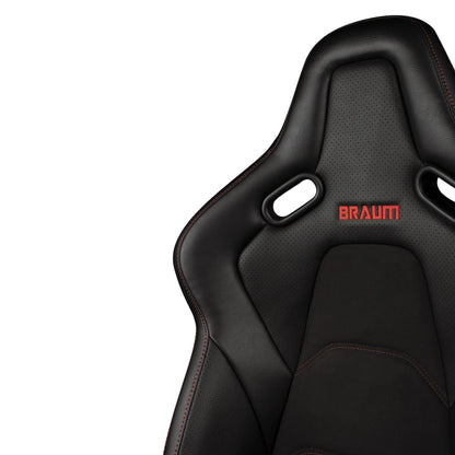 BRAUM Falcon-S Fixed Back Bucket Seat [Composite FRP] Black / White / Red