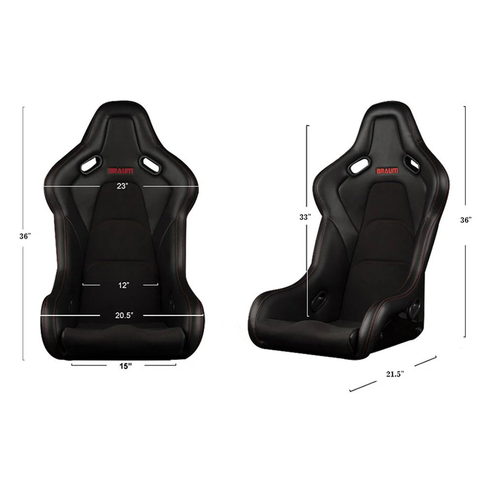 BRAUM Falcon-S Fixed Back Bucket Seat [Composite FRP] Black / White / Red
