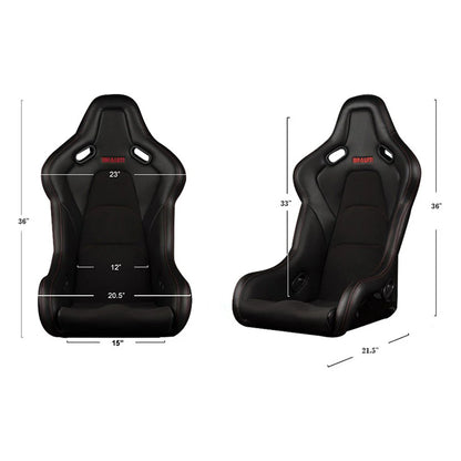 BRAUM Falcon-S Fixed Back Bucket Seat [Composite FRP] Black / White / Red
