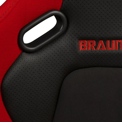 BRAUM Falcon-S Fixed Back Bucket Seat [Composite FRP] Black / White / Red