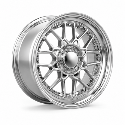 BTS-03 | White Chrome + Chrome Rivets wheels