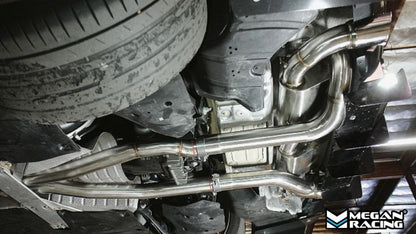 Megan Racing OE-Type Dual Exit Cat-Back Exhaust System with Burnt Blue Tips for 2019+ Toyota Supra (3.0L 6-Cylinder)