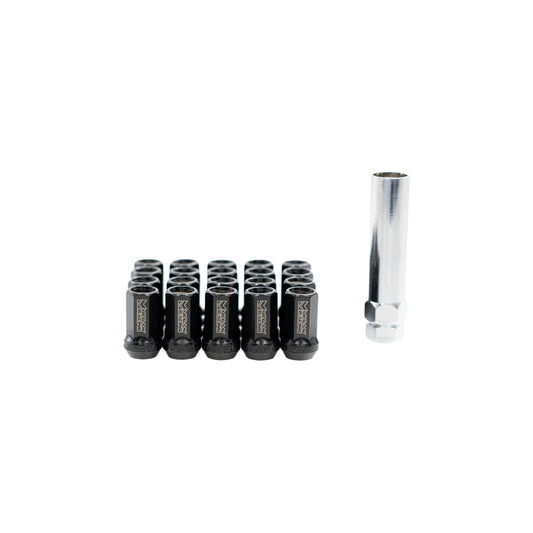 20PCs Megan Racing Black 50bv30 Chromium-Vanadium Steel Lug Nut [Heptagon 7-Sided Open-Ended] [Conical Seat / M12 x 1.25]
