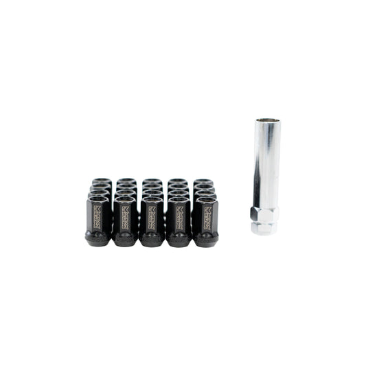 20PCs Megan Black 50bv30 Chromium-Vanadium Steel Lug Nut [Heptagon 7-Sided Open-Ended] [Conical Seat / M12 x 1.25]
