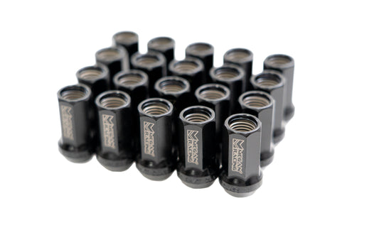 20PCs Megan Racing Black 50bv30 Chromium-Vanadium Steel Lug Nut [Heptagon 7-Sided Open-Ended] [Conical Seat / M12 x 1.25]