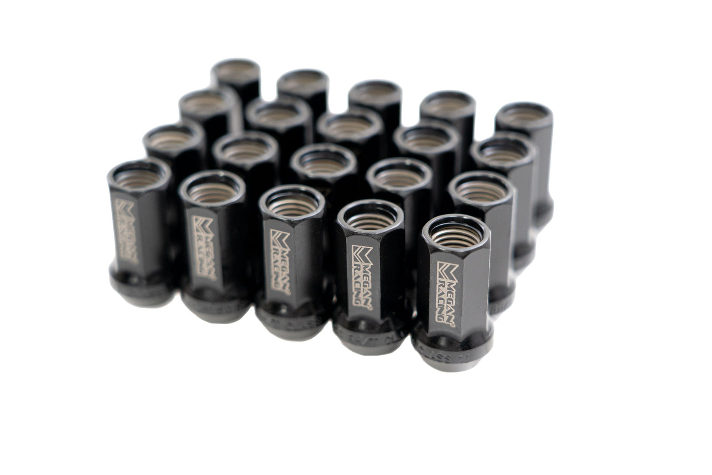 20PCs Megan Black 50bv30 Chromium-Vanadium Steel Lug Nut [Heptagon 7-Sided Open-Ended] [Conical Seat / M12 x 1.25]