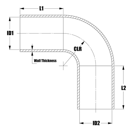 HPS 1" - 1.75" ID High Temp 4-ply Reinforced Silicone 90 Degree Elbow Reducer Hose Blue (25mm - 45mm ID)