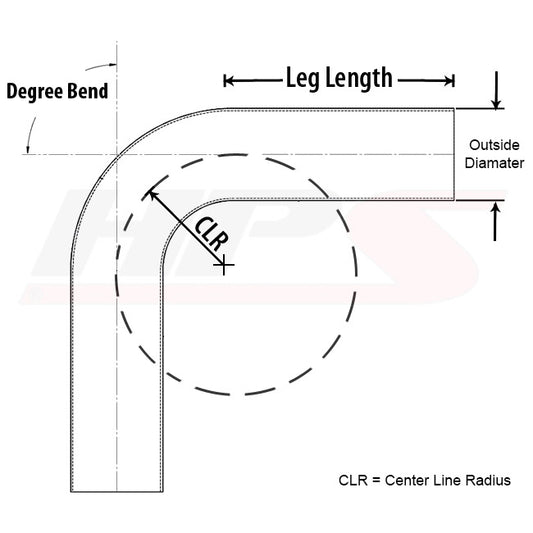 HPS 1.25" OD 120 Degree Bend 6061 Aluminum Elbow, 16 Gauge w/ 2" CLR