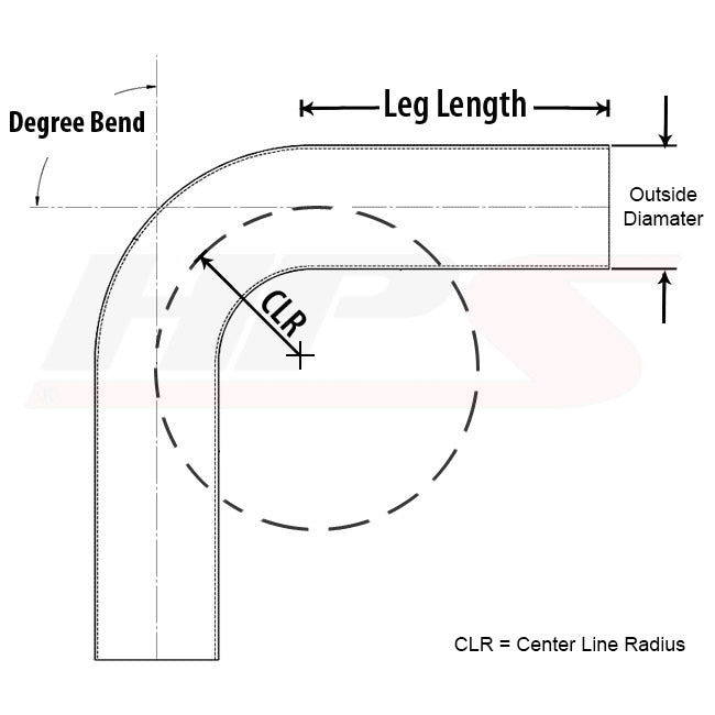 HPS 1" OD 60 Degree Bend 6061 Aluminum Elbow, 16 Gauge w/ 1 1/2" CLR