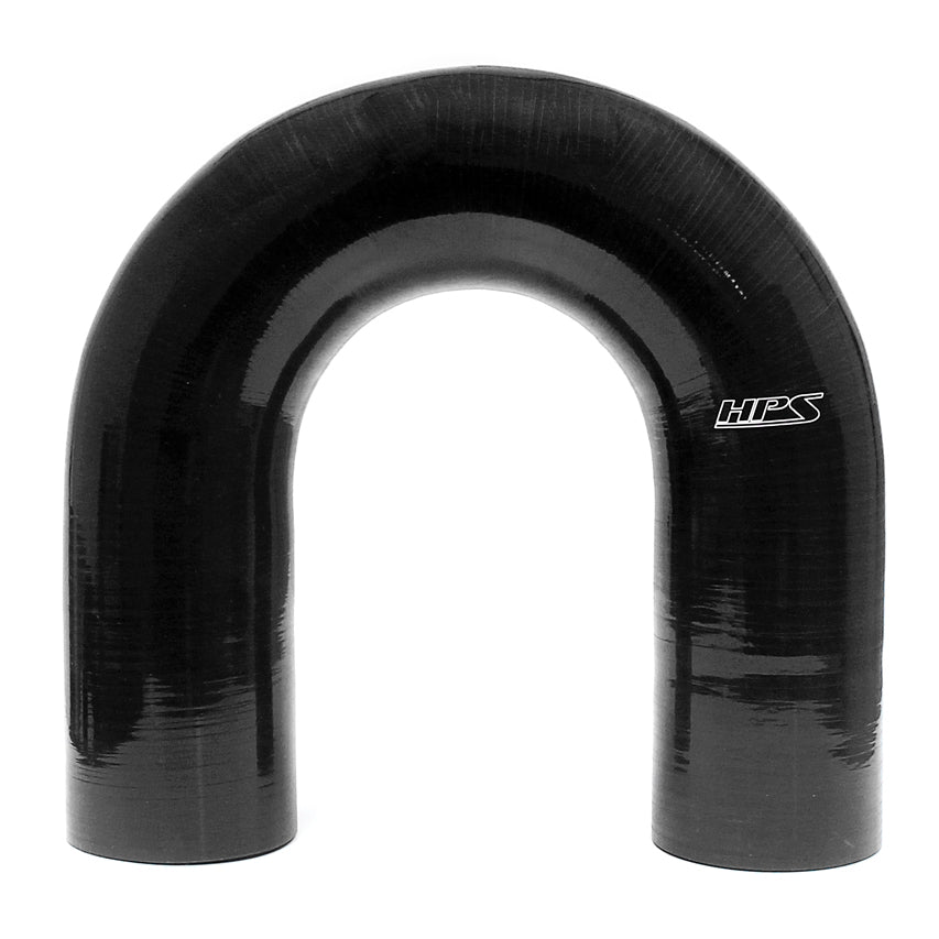 HPS 2.5 inch ID High Temp 4-ply Reinforced Silicone 180 Degree U Bend Elbow Coupler Hose Black 63mm ID