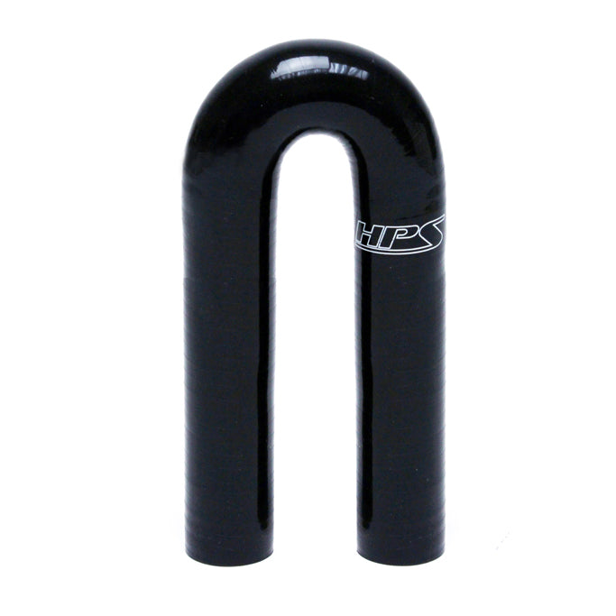 HPS 1-1/8 inch ID High Temp 4-ply Reinforced Silicone 180 Degree U Bend Elbow Coupler Hose Black 28mm ID