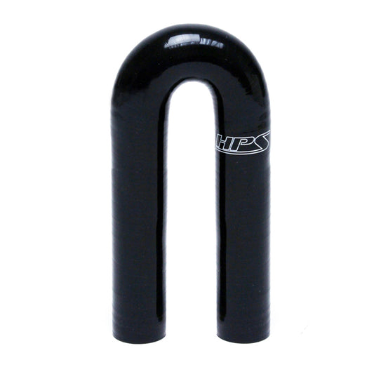HPS 1-1/8 inch ID High Temp 4-ply Reinforced Silicone 180 Degree U Bend Elbow Coupler Hose Black 28mm ID