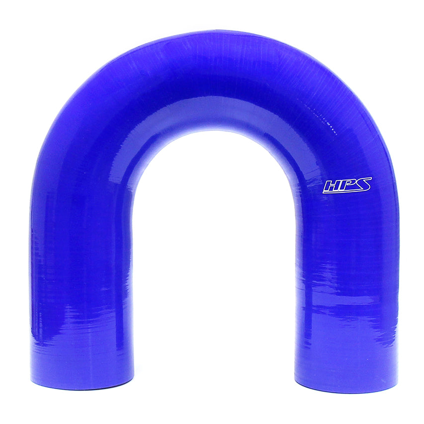 HPS 2.5 inch ID High Temp 4-ply Reinforced Silicone 180 Degree U Bend Elbow Coupler Hose Blue 63mm ID