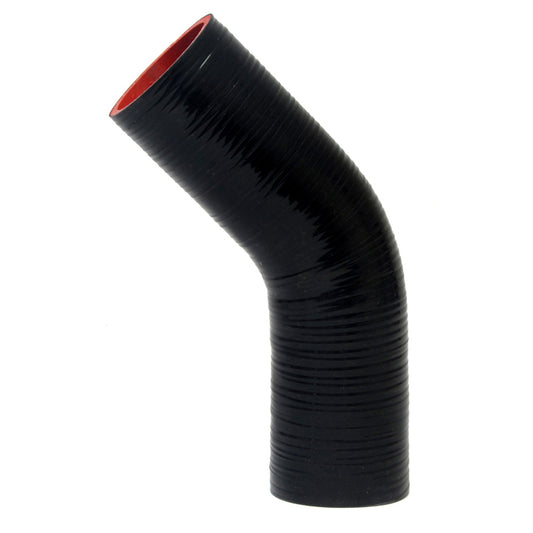 HPS 1-1/8 inch ID High Temp 4-ply Reinforced Silicone 45 Degree Elbow Coupler Hose Black 28mm ID