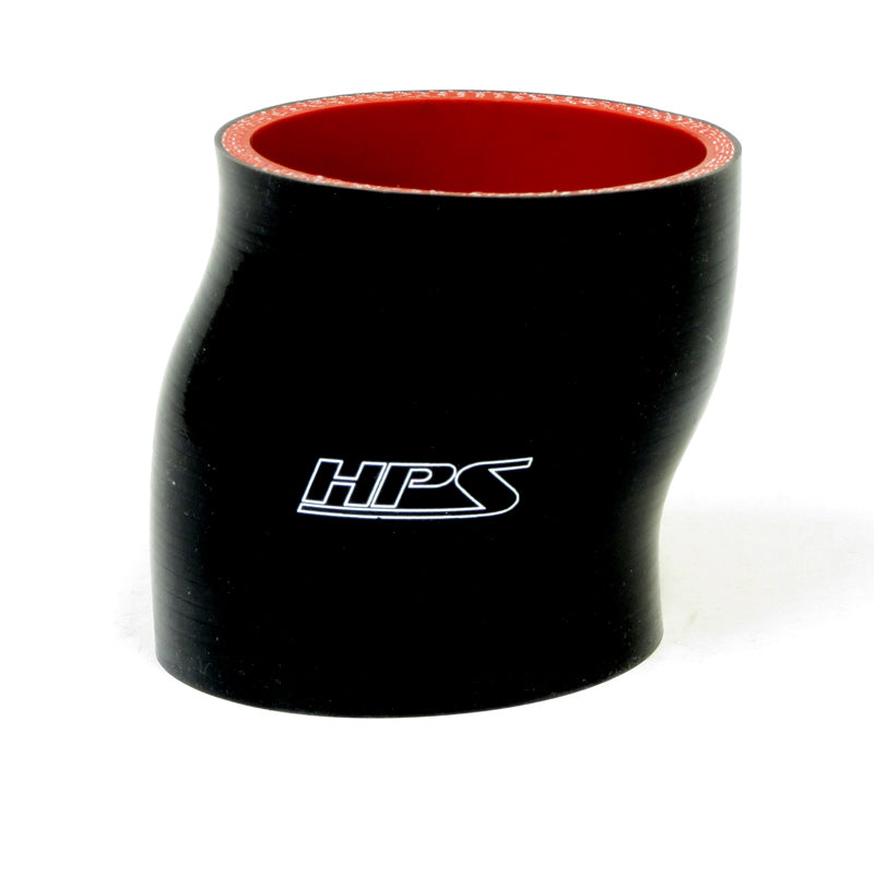 HPS 2.5 inch ID 3 inch Long High Temp 4-ply Reinforced Silicone Offset Coupler Hose Black 63mm ID 76mm Length