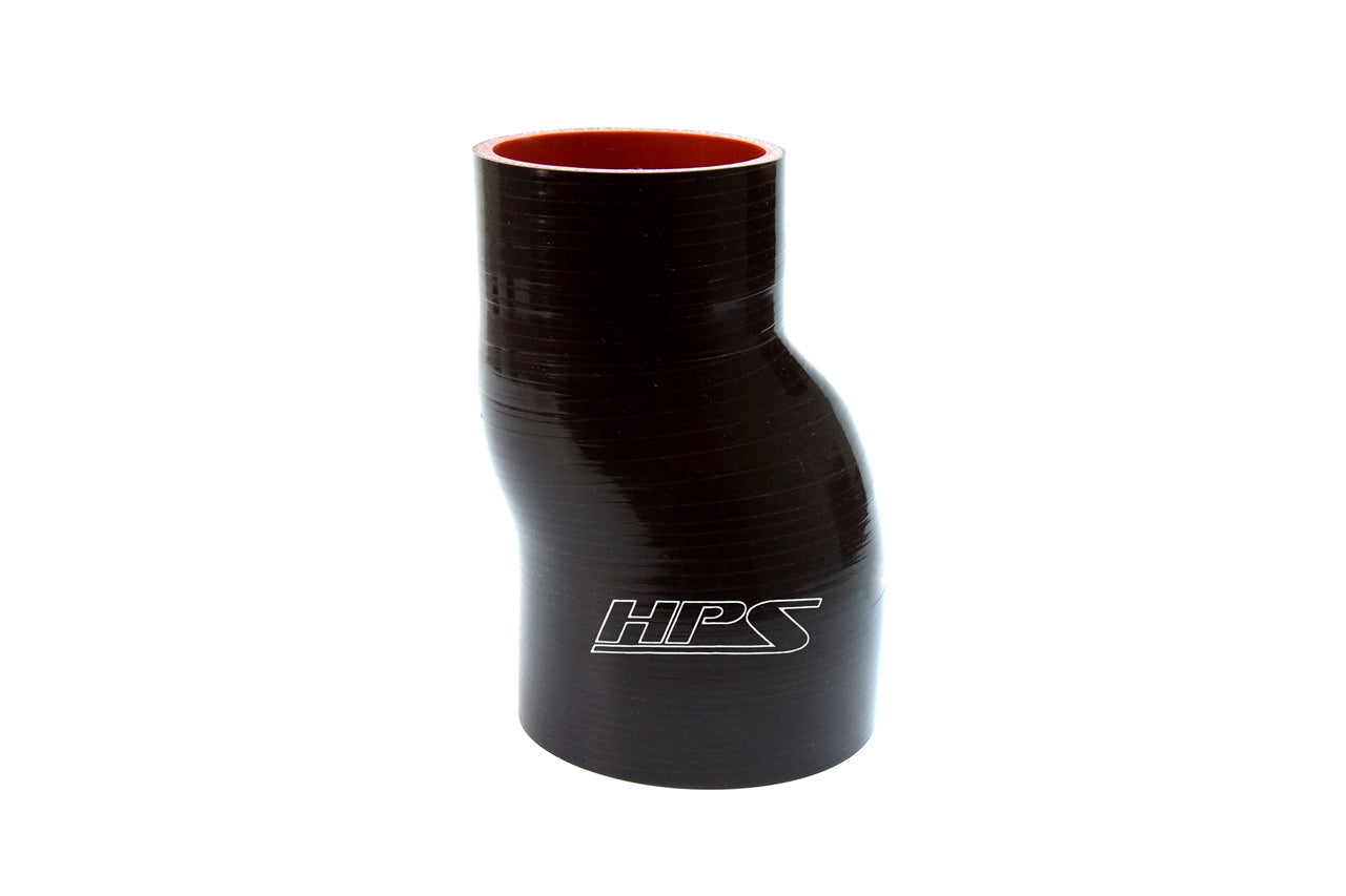 HPS 3 inch - 3-1/4 inch 76mm - 83mm Silicone Offset Reducer Coupler Hose 6 inch Long High Temp 4-ply Reinforced Black