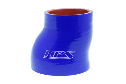 HPS 1-1/2 inch - 2 inch ID 3 inch Long High Temp 4-ply Reinforced Silicone Offset Reducer Coupler Hose Blue 38mm - 51mm ID 76mm Length