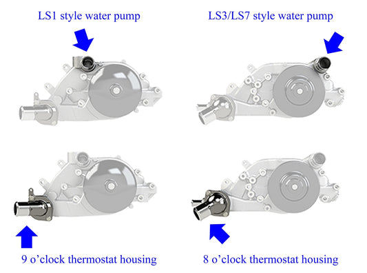 HPS Silicone Radiator Hose Kit, Nissan 1989-1998 240SX with LS Swap (LS3/LS7 water pump, 8 o'clock thermostat, SR20DET radiator), Blue, 57-1992-BLUE