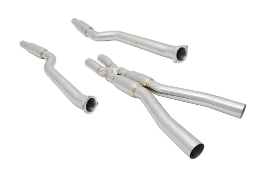 Megan Racing Supremo Exhaust System for 2005–2010 BMW E60 M5 — Blue Titanium Tips — MR-ABE-BE60M5-BT-R + MR-ABE-BE60M5-BT-L + MIDPIPE-BE60M5