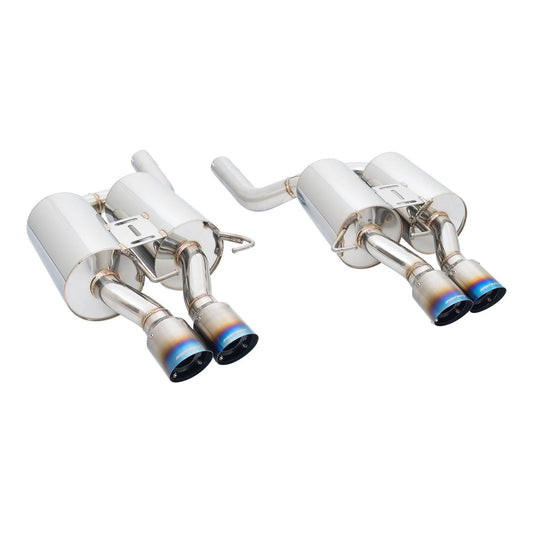 Megan Racing Supremo Exhaust System for 2005–2010 BMW E60 M5 — Blue Titanium Tips — MR-ABE-BE60M5-BT-R + MR-ABE-BE60M5-BT-L + MIDPIPE-BE60M5