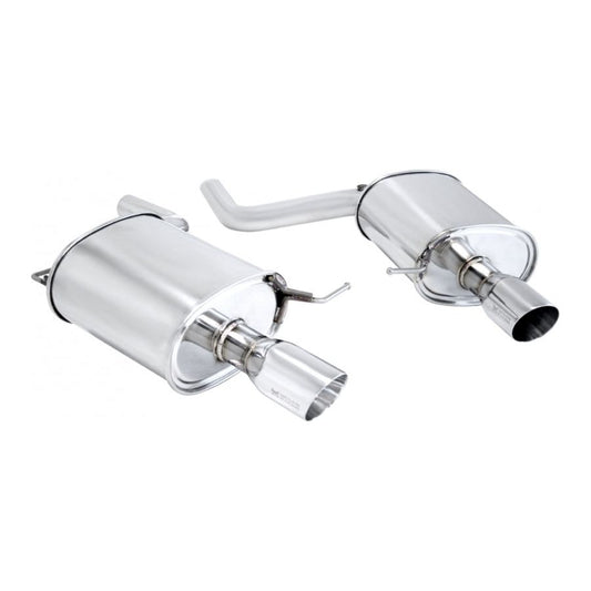 Megan Racing Supremo Exhaust System (Single Stainless Rolled Tip) for 2011+ BMW F10 5-Series — MR-ABE-BF10-SRT-RR+RL