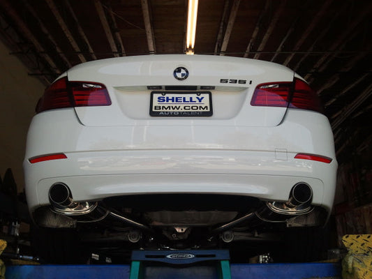 Megan Racing Supremo Exhaust System (Single Stainless Rolled Tip) for 2011+ BMW F10 5-Series — MR-ABE-BF10-SRT-RR+RL