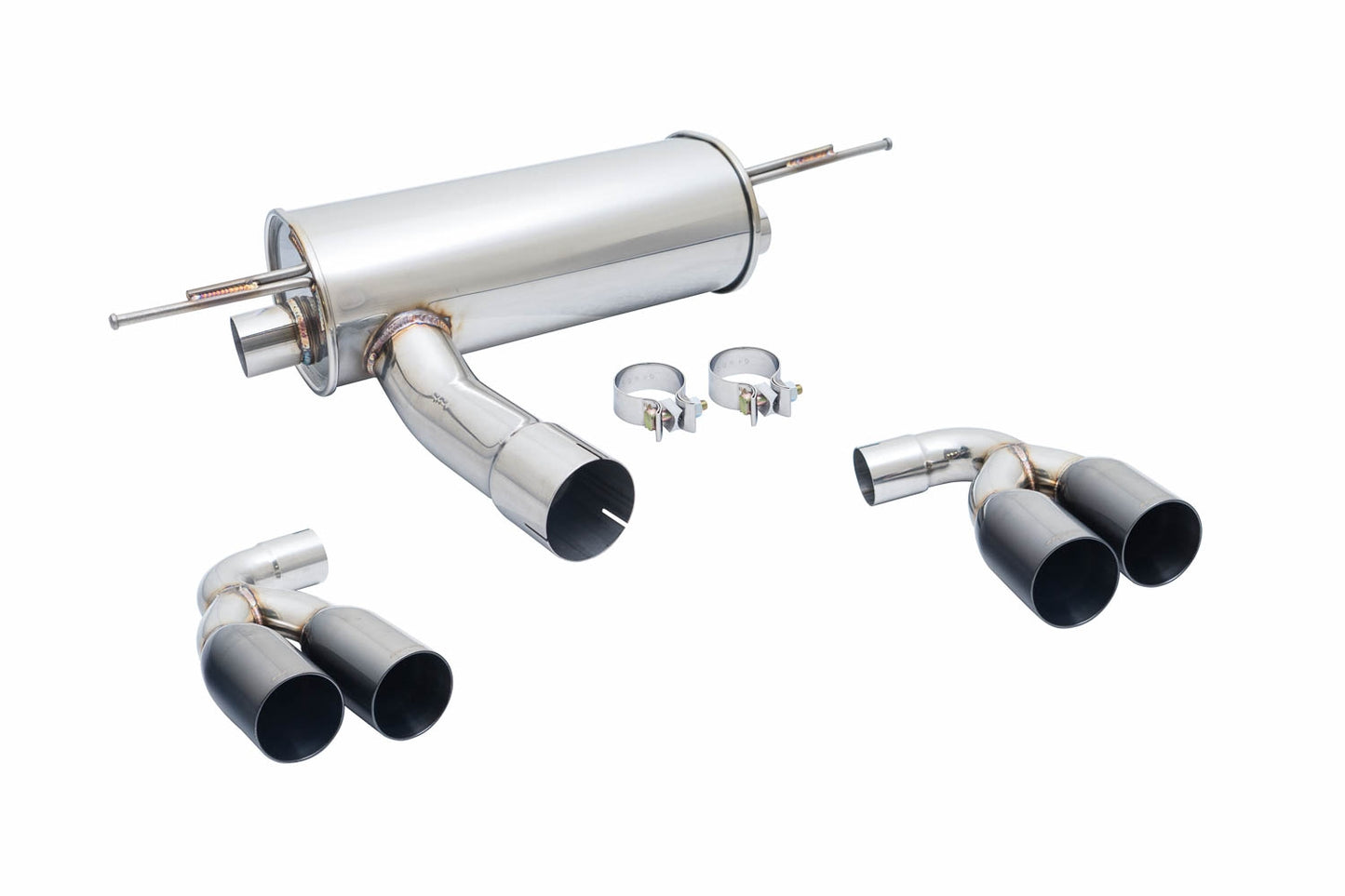 Megan Racing Supremo Axle Back Exhaust System Black Chrome Quad Rolled Tips for 16-18 BMW M2 F87 N55 3.0L N55B30T0 Turbo