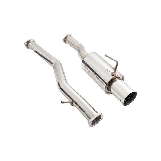 Megan Racing Single Exit Exhaust System - Stainless Tip - for 2008–2013 Infiniti G37 / 2014–2015 Infiniti Q60 Coupe (RWD) — LWT-CBS-N7Z-DS + LWT-XT-1610
