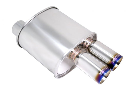 Megan Racing Universal Exhaust F-RT Turbo Dual Burnt Tip Muffler - MR-MU-FRT-2T-VO