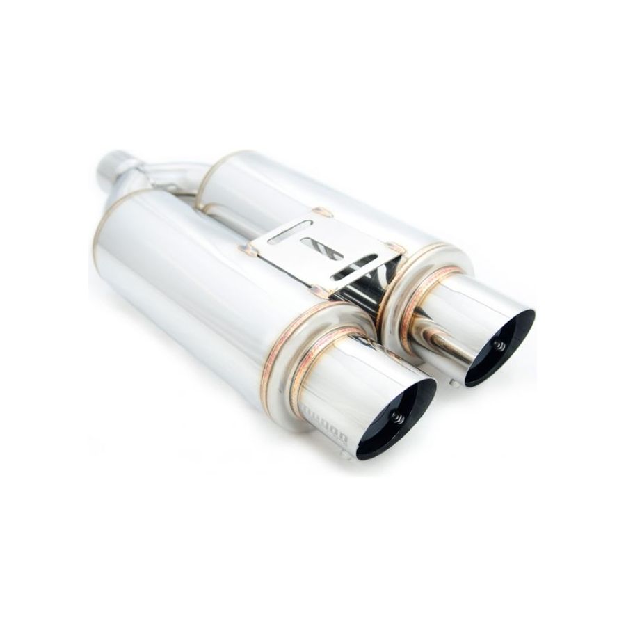 Megan Racing M-DF Series 2.5" Inlet Exhaust Muffler [Silver Chrome Canister / Tips]