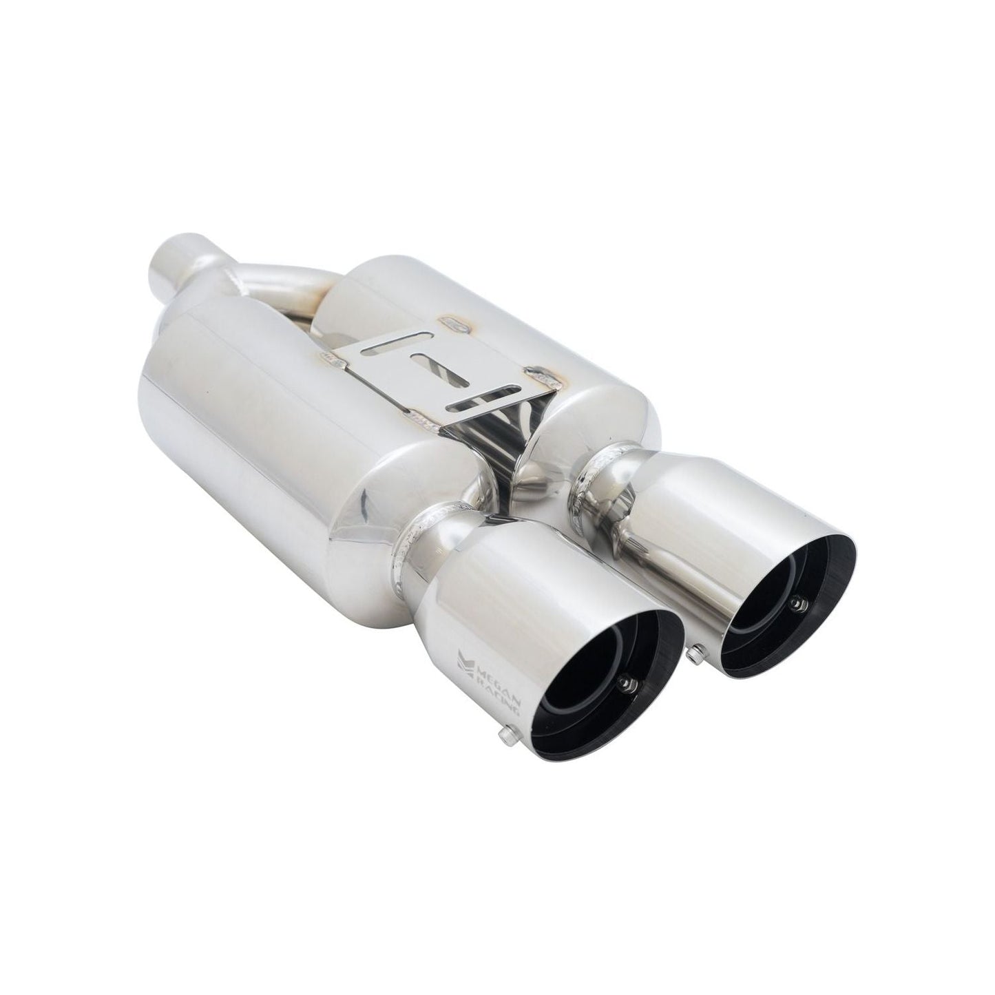Megan Racing M-RS Series 2.5" Inlet Exhaust Muffler [Silver Chrome Canister / Tips]