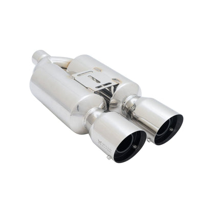 Megan Racing M-RS Series 2.5" Inlet Exhaust Muffler [Silver Chrome Canister / Tips]