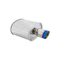 Megan Racing Universal Muffler 3.5" Tip/2.4" Inlet Silver Chrome Rolled Blue Tip