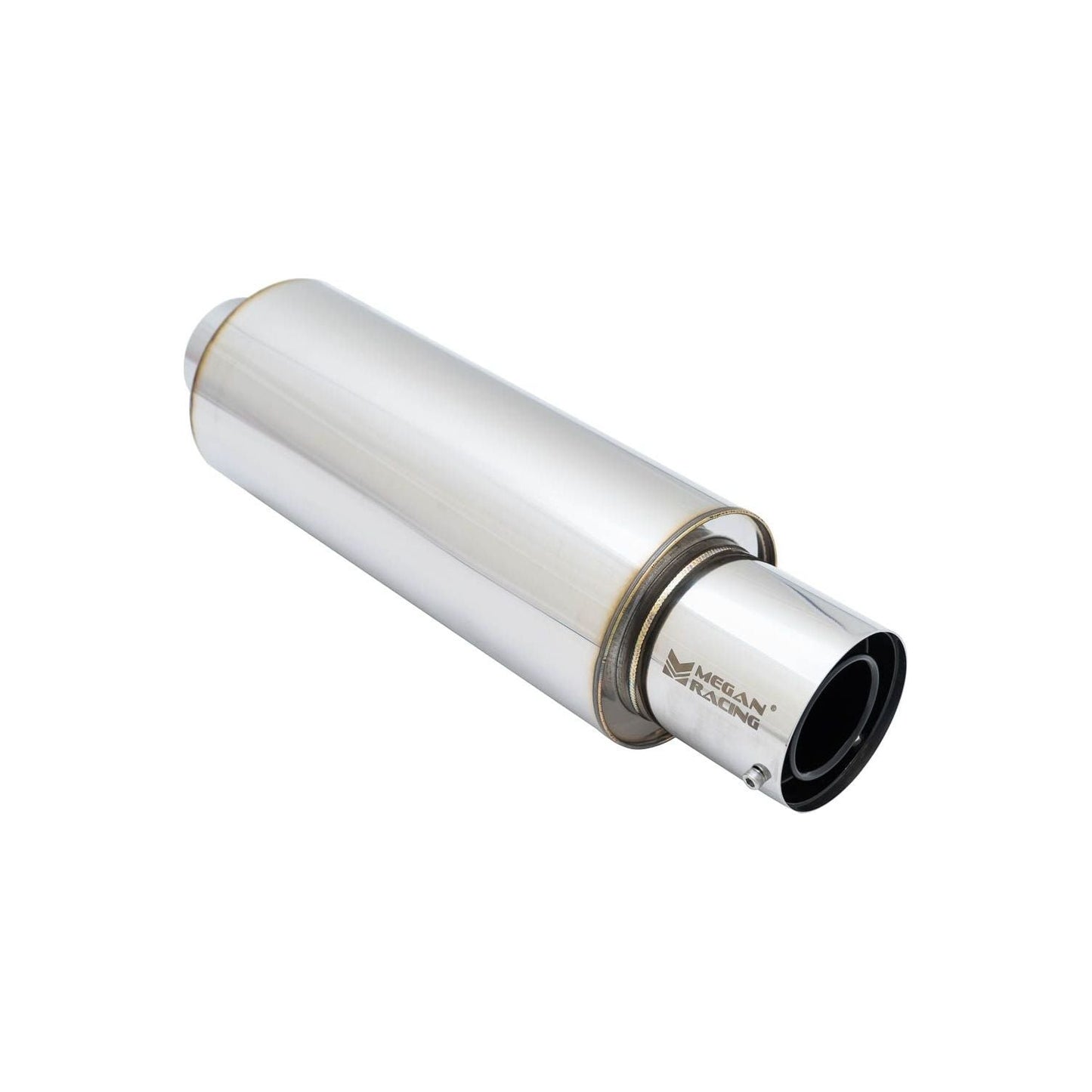 Megan Racing Racing M-N1 Turbo Style Weld-on Exhaust Muffler Silver Chrome Tip + Silencer