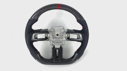 FOR 2018-2023 FORD MUSTANG CARBON FIBER & LEATHER STEERING WHEEL