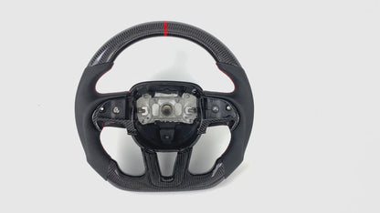 FOR 2015-2024 DODGE CHALLENGER/CHARGER CARBON FIBER & LEATHER STEERING WHEEL