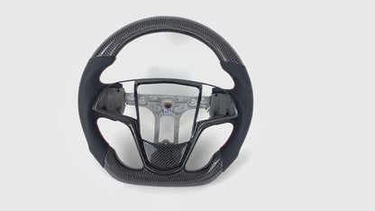 FOR 2013-2019 CADILLAC ATS/ATS V CARBON FIBER & LEATHER STEERING WHEEL