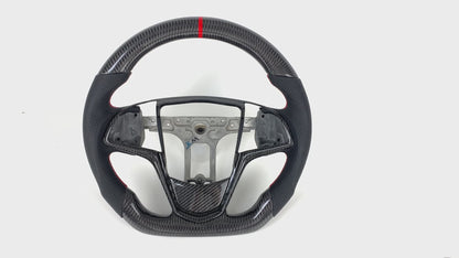 FOR 2013-2019 CADILLAC ATS CARBON FIBER & LEATHER STEERING WHEEL