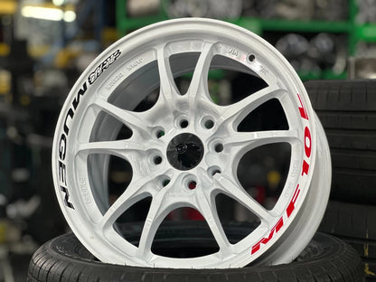 15"x7"+38 Mugen MF10 Design White Wheels (4x100/114.3) Fits Honda