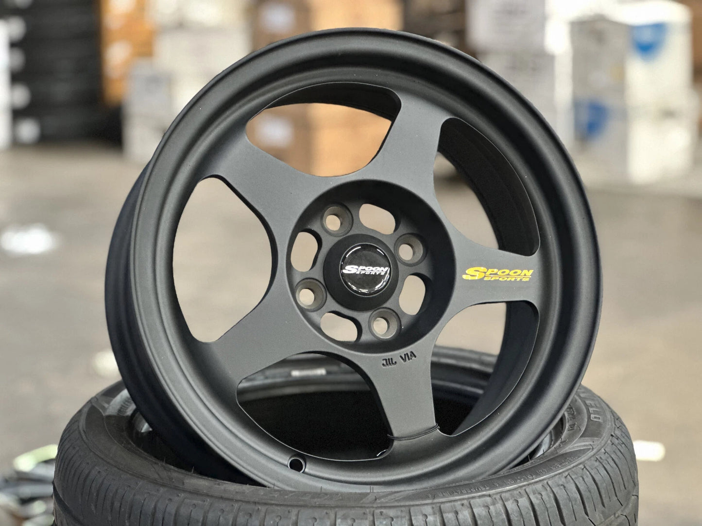 15"x7" SMST SPOON BLACK Wheels (4x100) Fits HONDA TOYOTA KIA MAZDA