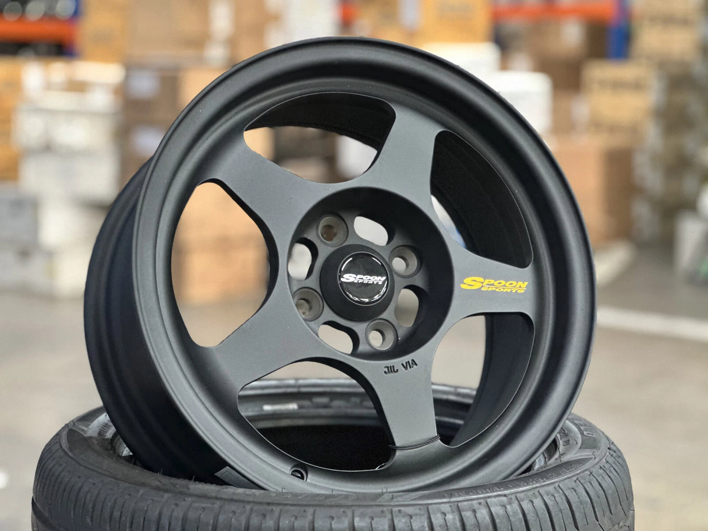 15"x7" SMST SPOON BLACK Wheels (4x100) Fits HONDA TOYOTA KIA MAZDA