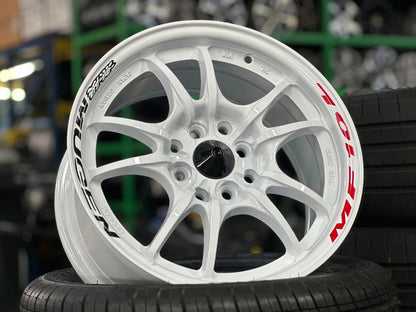 15"x7"+38 Mugen MF10 Design White Wheels (4x100/114.3) Fits Honda