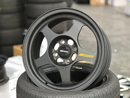 15"x7" SMST SPOON BLACK Wheels (4x100) Fits HONDA TOYOTA KIA MAZDA