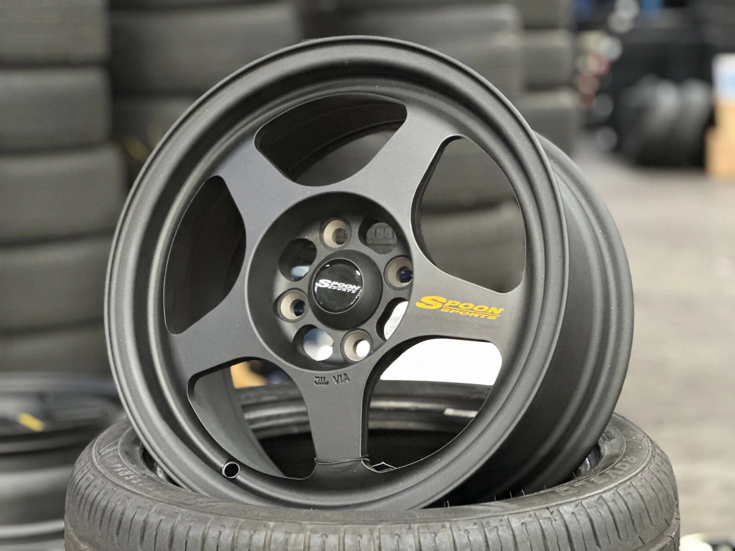 15"x7" SMST SPOON BLACK Wheels (4x100) Fits HONDA TOYOTA KIA MAZDA