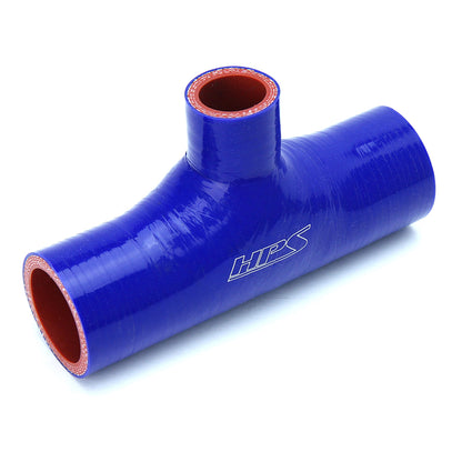 HPS 2-1/8 inch ID 1 inch ID branch Blue Silicone Coupler Blow Off Valve T Hose Tee Adapter