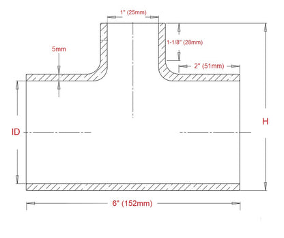 HPS 2.25" ID, 1" ID branch Black Silicone Coupler Blow Off Valve T Hose Tee Adapter