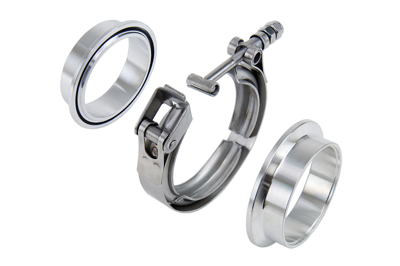 HPS Stainless Steel 2-1/2 inch V Band Clamp Kit Aluminum Flanges NBR O-Ring Quick Release